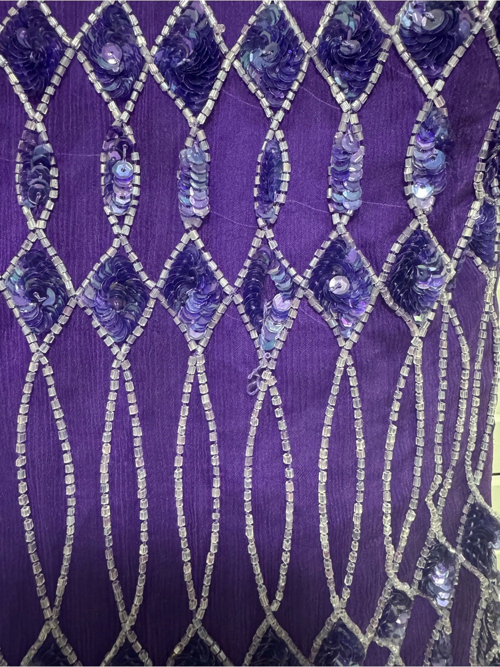 Vintage Scala Beaded 100% Silk Purple Dress - Picture 7 of 9
